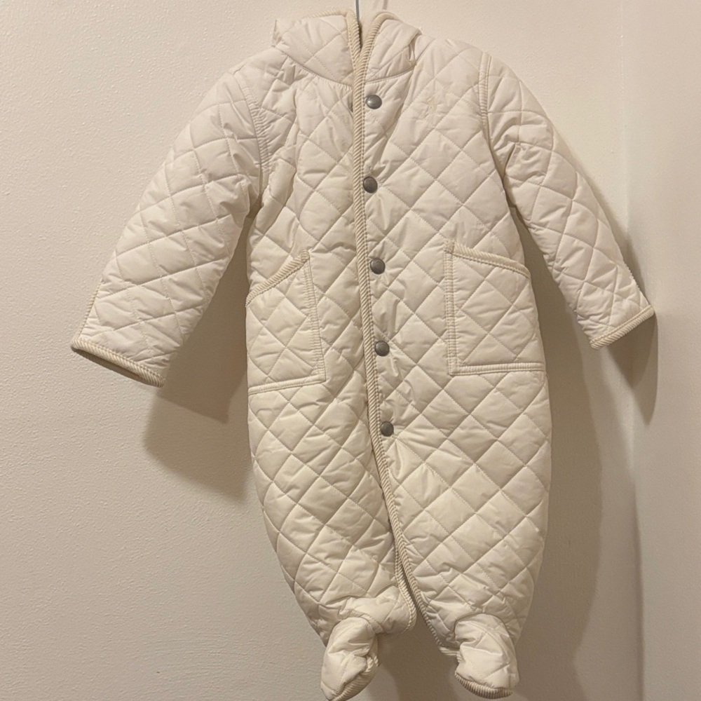 Quilted Ralph Lauren White Baby Snowsuit